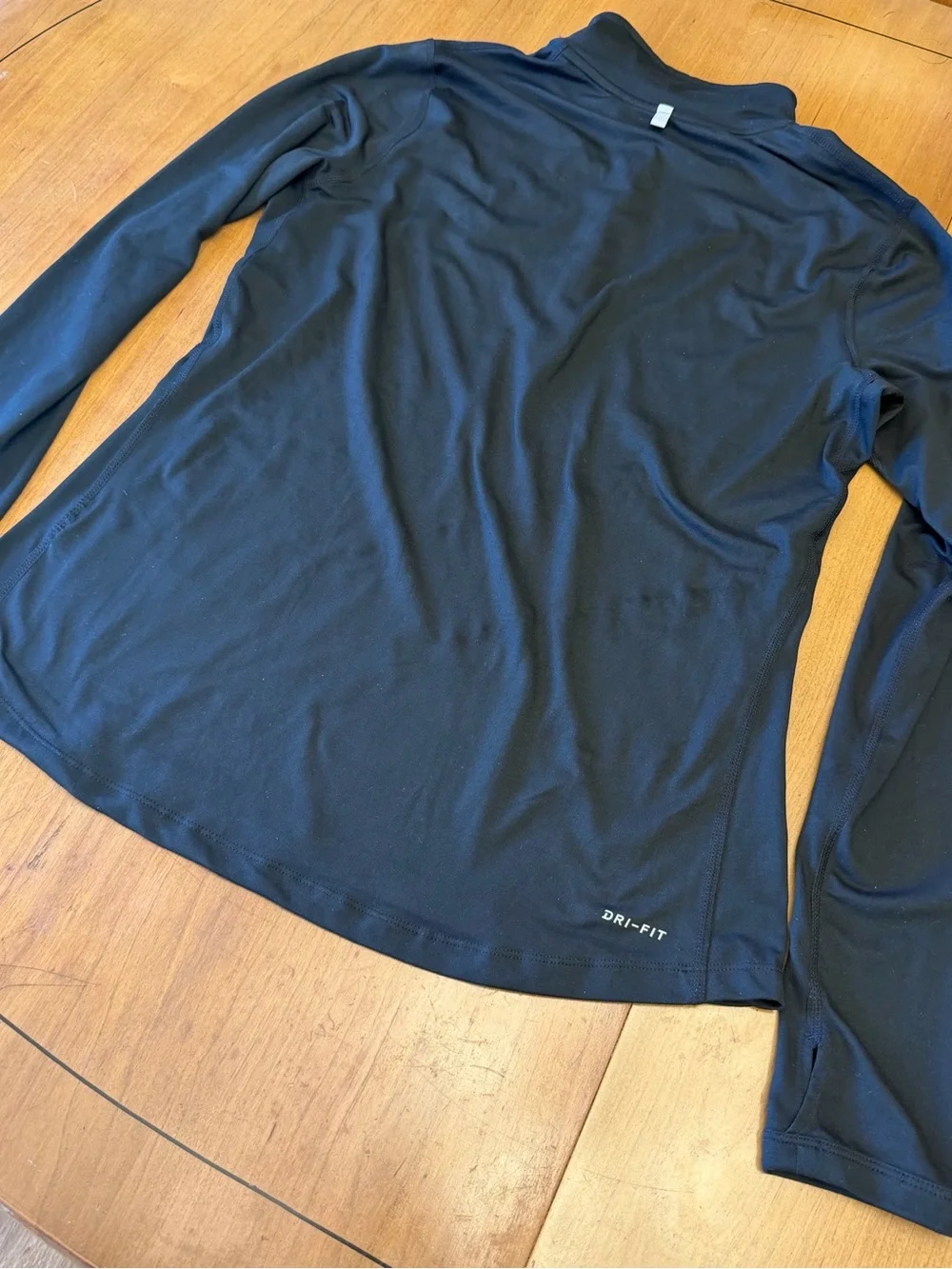 Nike Women’s Dri-Fit Black 1/4 Zip Running Pullover | Athletic Sporty Chic | M